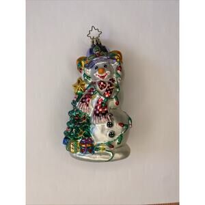 Christopher Radko Snowman Glowman Glass Christmas Tree 5 in Blown Ornament